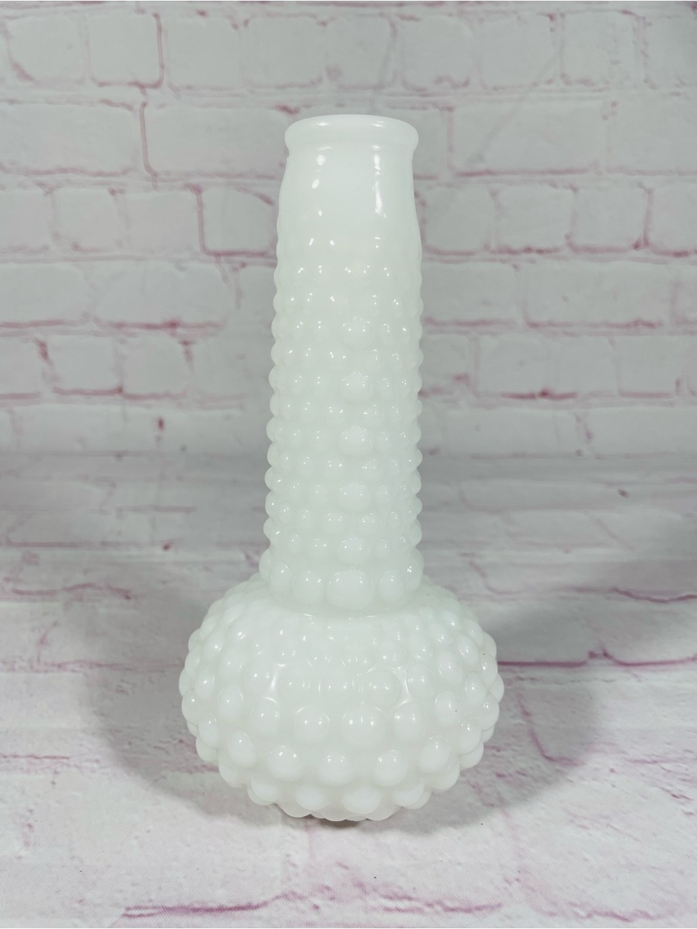 Vintage White Milk Glass Hobnail Bud Vase